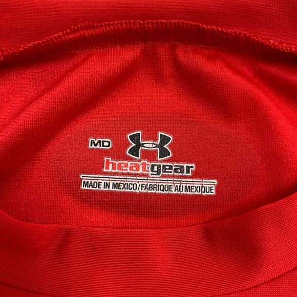 Under Armour Compression T Shirt Women M Red 1/2 Sleeve Fitted Stretch Training - Picture 8 of 12